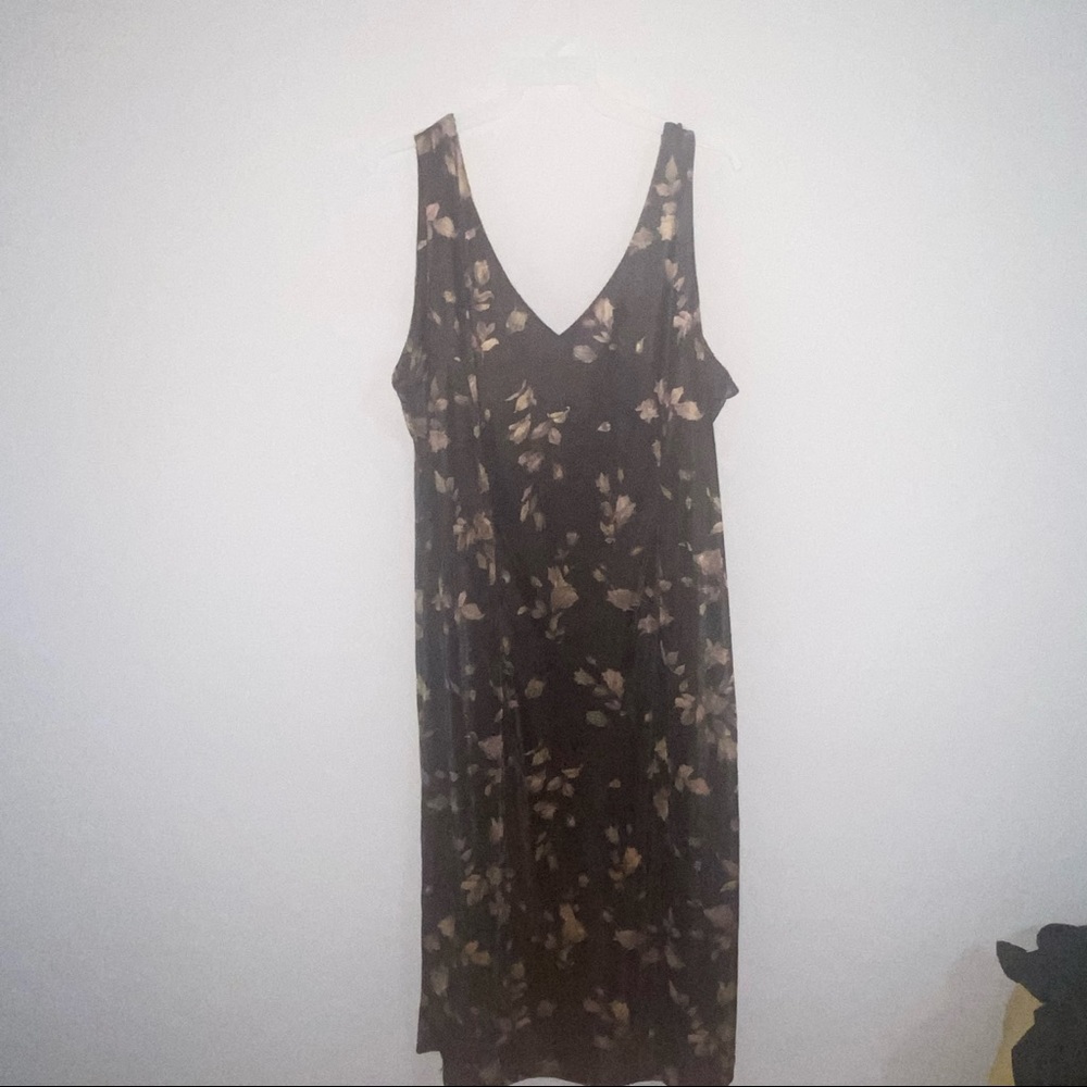 Brown floral silk dress